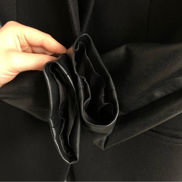 Aritizia Babaton Black Fred Blazer Wool Cashmere Vegan Faux Leather Jacket - Picture 6 of 16